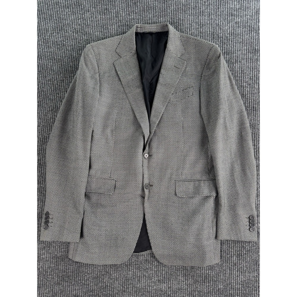 Trussini Suit Jacket 40 R Black White Wool Nailhead Fratelli Tallia Di Delfino